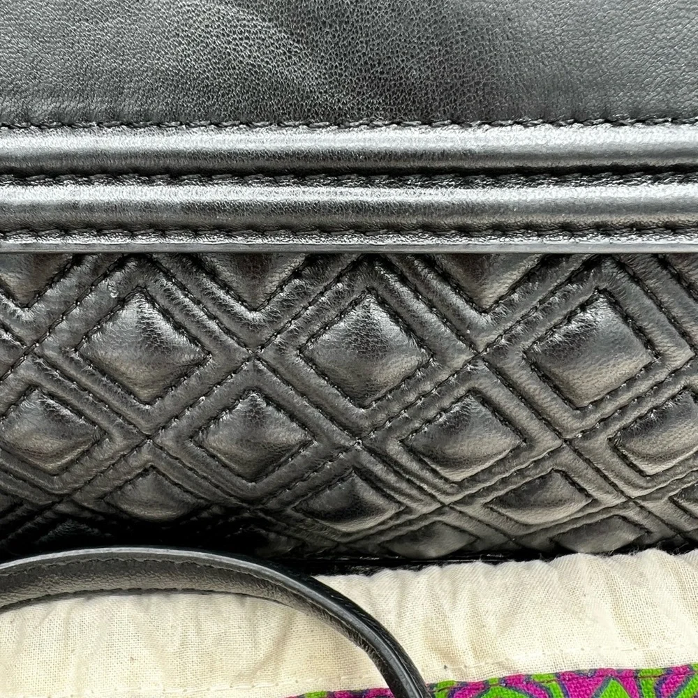 Tory Burch Fleming Black Quilted Leather Bag